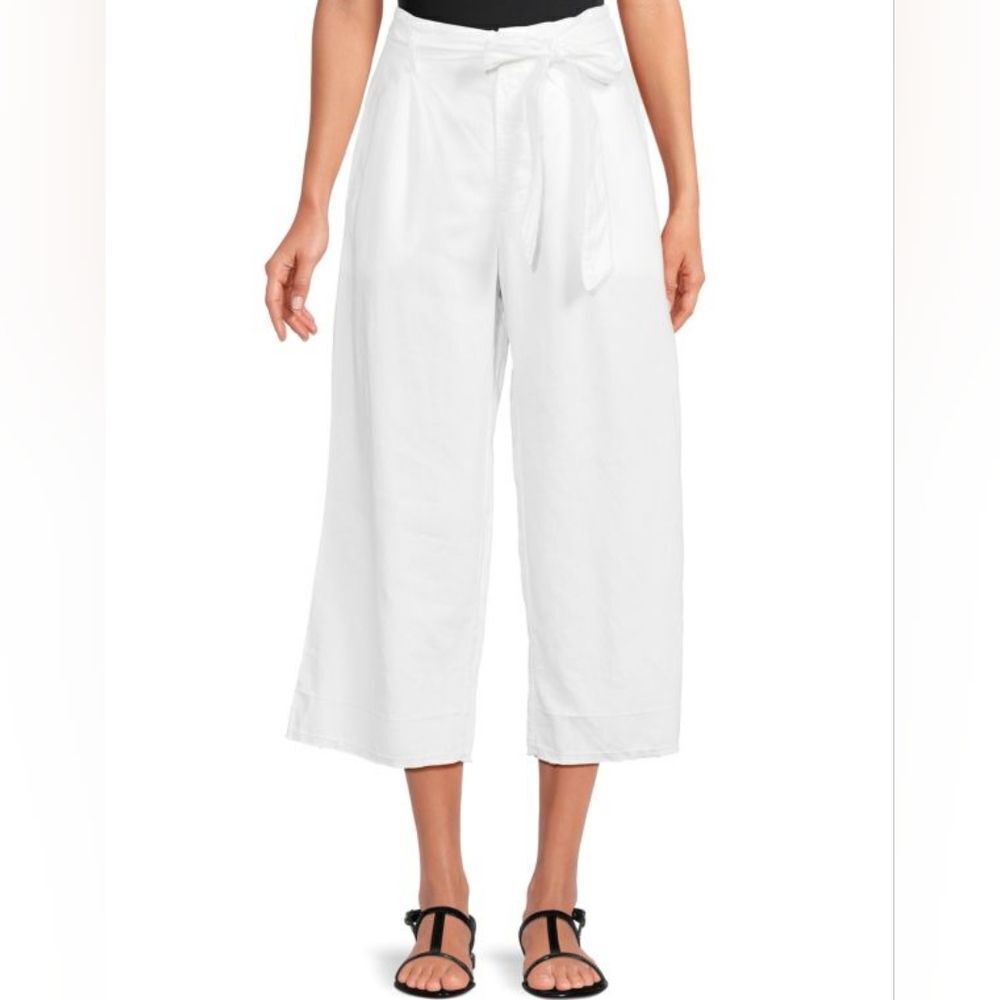 Cloth & Stone White Wide-Leg Tie-Waist Cropped Pants size M